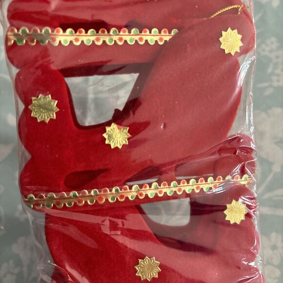 country silk by misco flocked sleigh Christmas tree Holiday ornaments 4 Pack - Picture 4 of 5